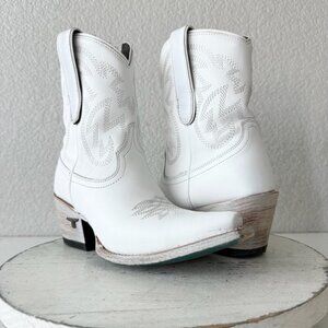 Lane SMOKESHOW White Cowboy Bootie Womens 5.5 Western Cowgirl Short Ankle Boots